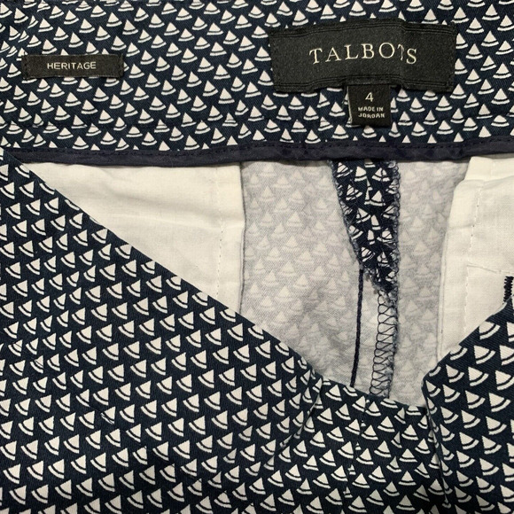 Talbots Heritage Pants Women’s Size 4 Cropped Capri Printed Office Side Zip - Picture 4 of 9